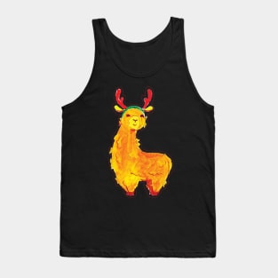 Llama with red reindeer antlers Tank Top